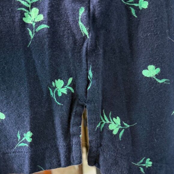 J. Jill SLEEP Navy Blue w/ Green Leaves Nightgown Sz Large Soft 100% Pima Cotton - Picture 8 of 10